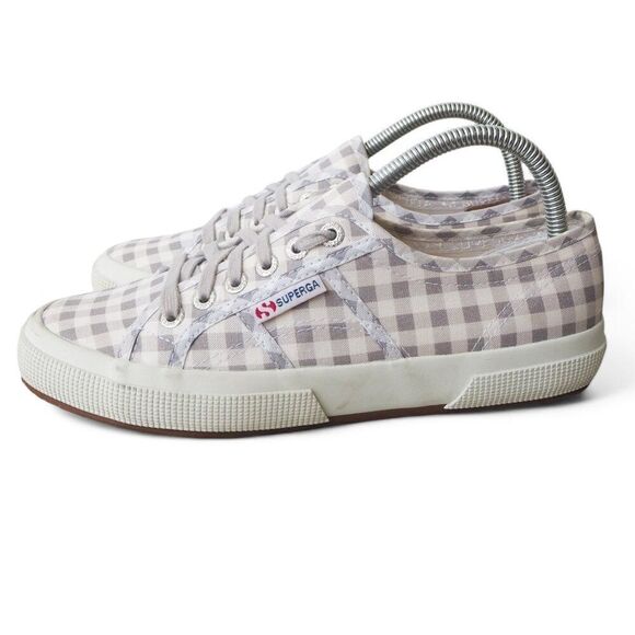 Superga 2750 Gingham Checkerboard Sneaker Grey / White S00CV40 Women's 8.5 - Picture 2 of 11